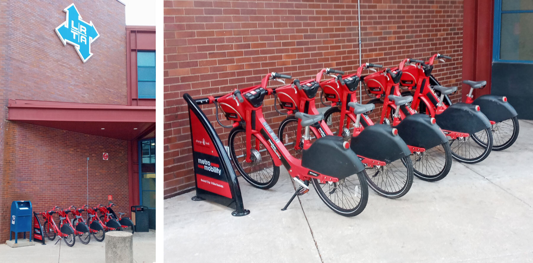 Metro Mobility e-bikes at the LRTA bus hub in Lowell
